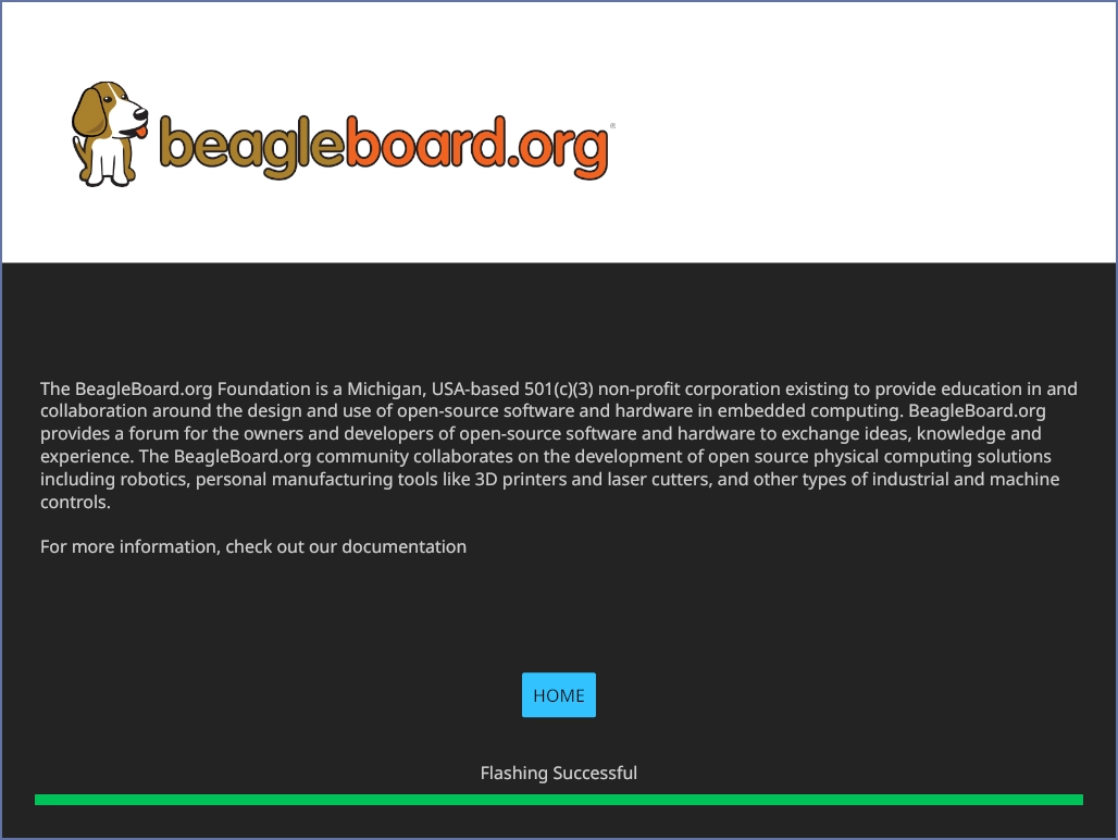 BeagleBoard Imager flashing page