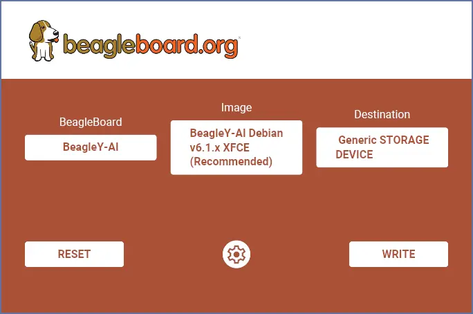 Home screen of the BeagleBoard Imager GUI at the new 680x450 window size