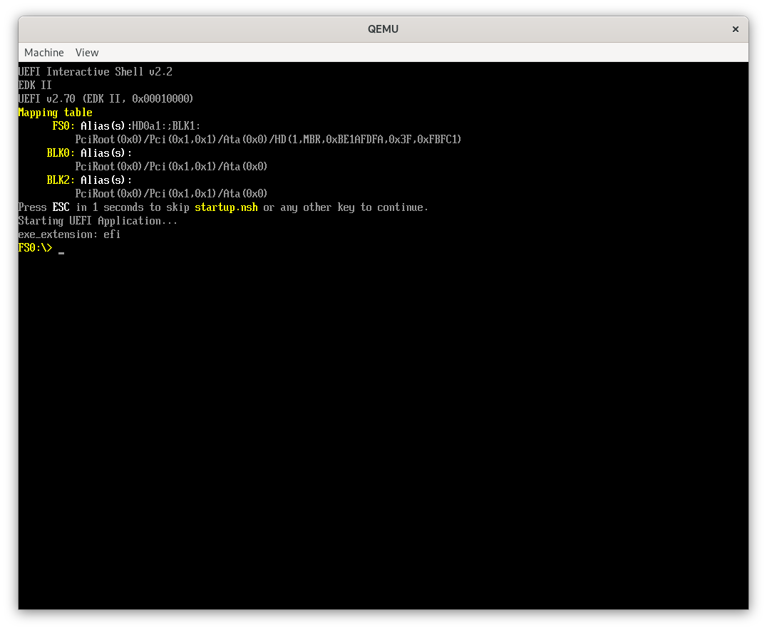 The program running under QEMU