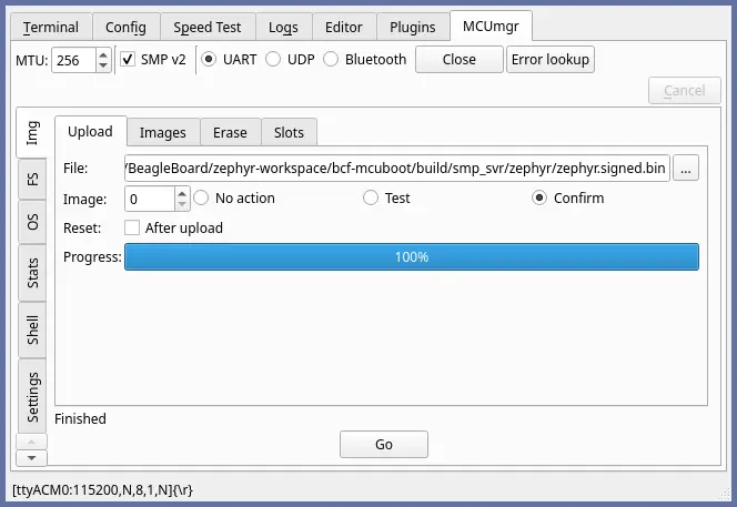 Firmware upload finished