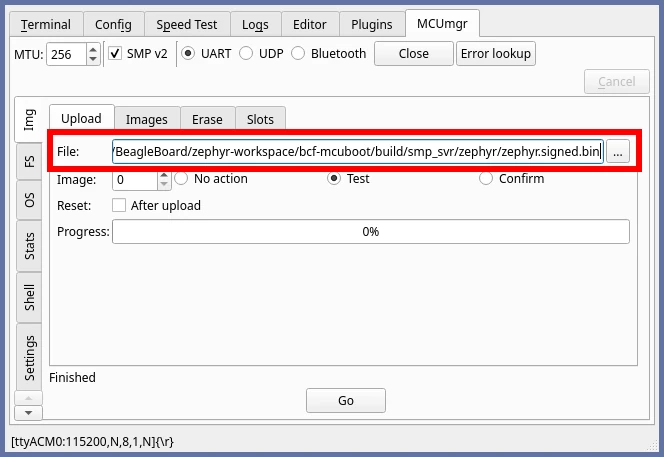 Selecting the newly built signed firmware